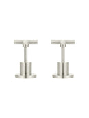 Round Cross Handle Jumper Valve Wall Top Assemblies - PVD Brushed Nickel