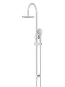 Meir Round Gooseneck Shower Set with 200mm rose, Three-Function Hand Shower - Polished Chrome