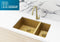 Meir Lavello Kitchen Sink - One and Half Bowl 670 x 440 - Brushed Bronze Gold