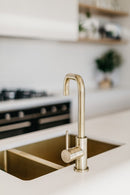 Meir Lavello Kitchen Sink - One and Half Bowl 670 x 440 - Brushed Bronze Gold