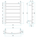 Thermogroup 7 Bar Curved Heated Towel Ladder 600mm Polished Stainless Steel