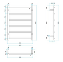 Thermogroup 6 Bar Straight Square Heated Towel Ladder 600mm Matte Black