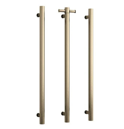 Thermogroup Round Vertical Single Bar Heated Towel Rail Brushed Brass