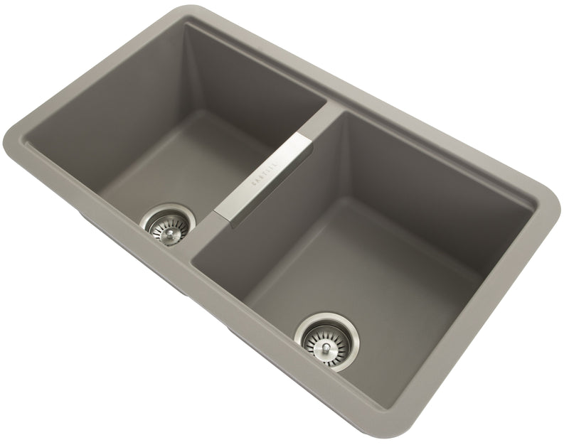 Carysil Granite Double Bowl Sink Grey 824mm