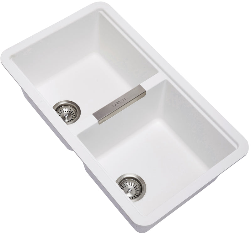 Carysil Granite Double Bowl Sink White 824mm