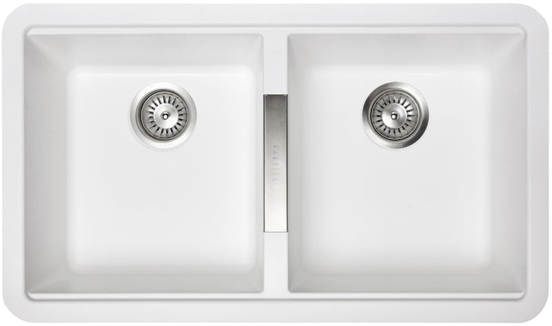 Carysil Granite Double Bowl Sink White 824mm