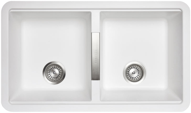 Carysil Granite Double Bowl Sink White 824mm