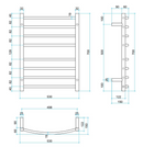 Thermogroup 8 Bar Curved Heated Towel Ladder 530mm Polished Stainless Steel