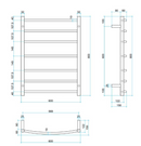 Thermogroup 7 Bar Curved Heated Towel Ladder 600mm Polished Stainless Steel