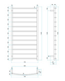 Thermogroup 12 Bar Curved Heated Towel Ladder 700mm Polished Stainless Steel