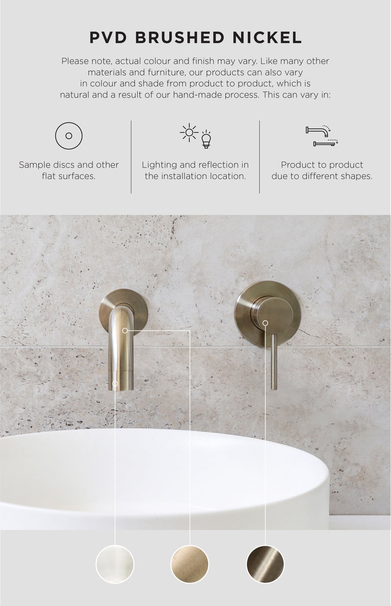 Round Combination Shower Rail, 200mm Rose, Single Function Hand Shower - PVD Brushed Nickel