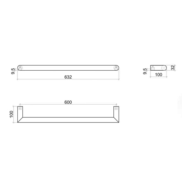 Thermogroup Round Single Bar Heated Towel Rail 632mm Brushed Stainless