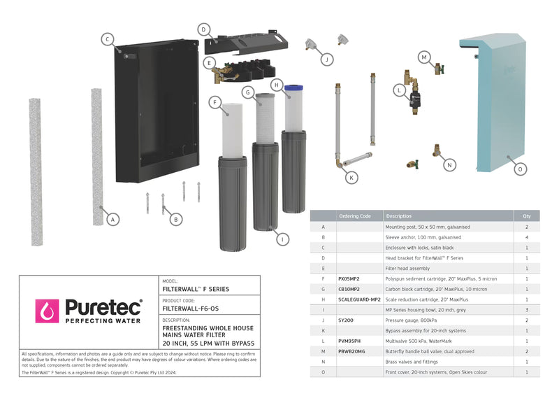 Puretec FilterWall F6 Whole House Water Filter - Open Skies
