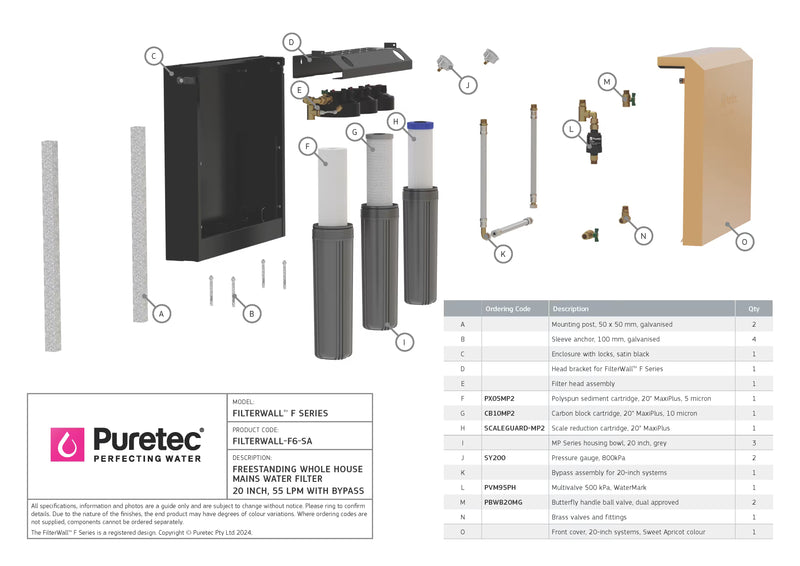Puretec FilterWall F6 Whole House Water Filter - Sweet Apricot