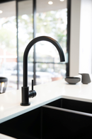 Meir Round Gooseneck Kitchen Mixer Tap - Matte Black