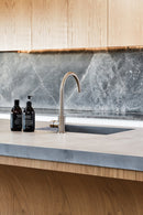 Meir Round Gooseneck Kitchen Mixer Tap with Pinless Handle - Champagne