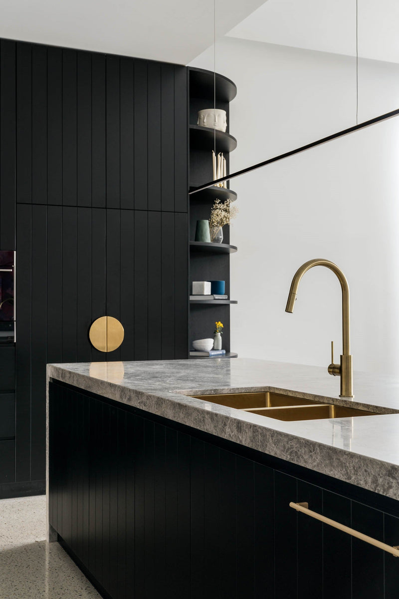 Meir Round Piccola Pull Out Kitchen Mixer Tap - PVD Tiger Bronze