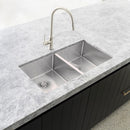 Meir Lavello Kitchen Sink - Double Bowl 760 x 440 - Brushed Nickel