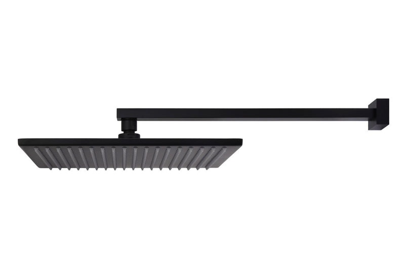 Square Wall Shower w/300mm shower rose w/400mm arm - Matte Black