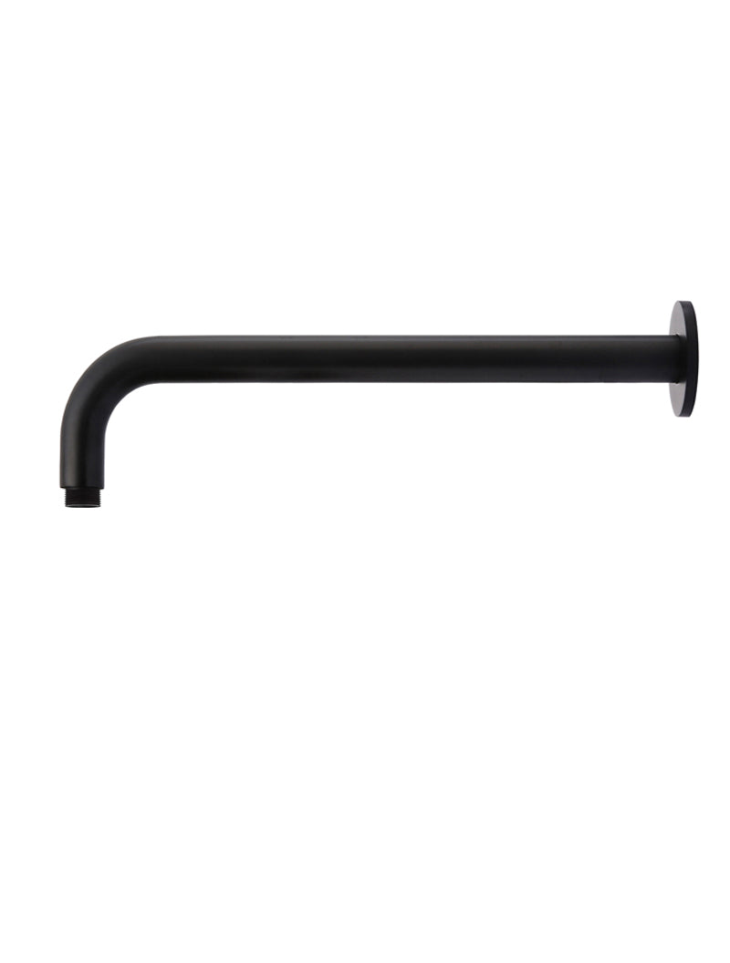 Round Wall Shower Curved Arm 400mm - Matte Black