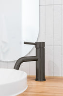 Meir Round Basin Mixer Curved - Shadow Gunmetal