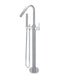 Round Freestanding Bath Spout and Hand Shower - Polished Chrome