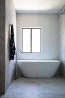 Round Freestanding Bath Spout and Hand Shower - Polished Chrome