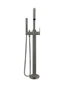 Round Paddle Freestanding Bath Spout and Hand Shower - Shadow Gunmetal