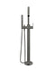 Round Paddle Freestanding Bath Spout and Hand Shower - Shadow Gunmetal