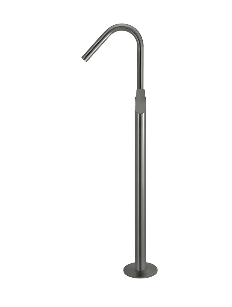 Round Paddle Freestanding Bath Spout and Hand Shower - Shadow Gunmetal