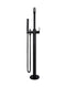 Round Paddle Freestanding Bath Spout and Hand Shower - Matte Black