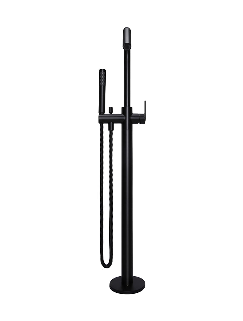 Round Paddle Freestanding Bath Spout and Hand Shower - Matte Black