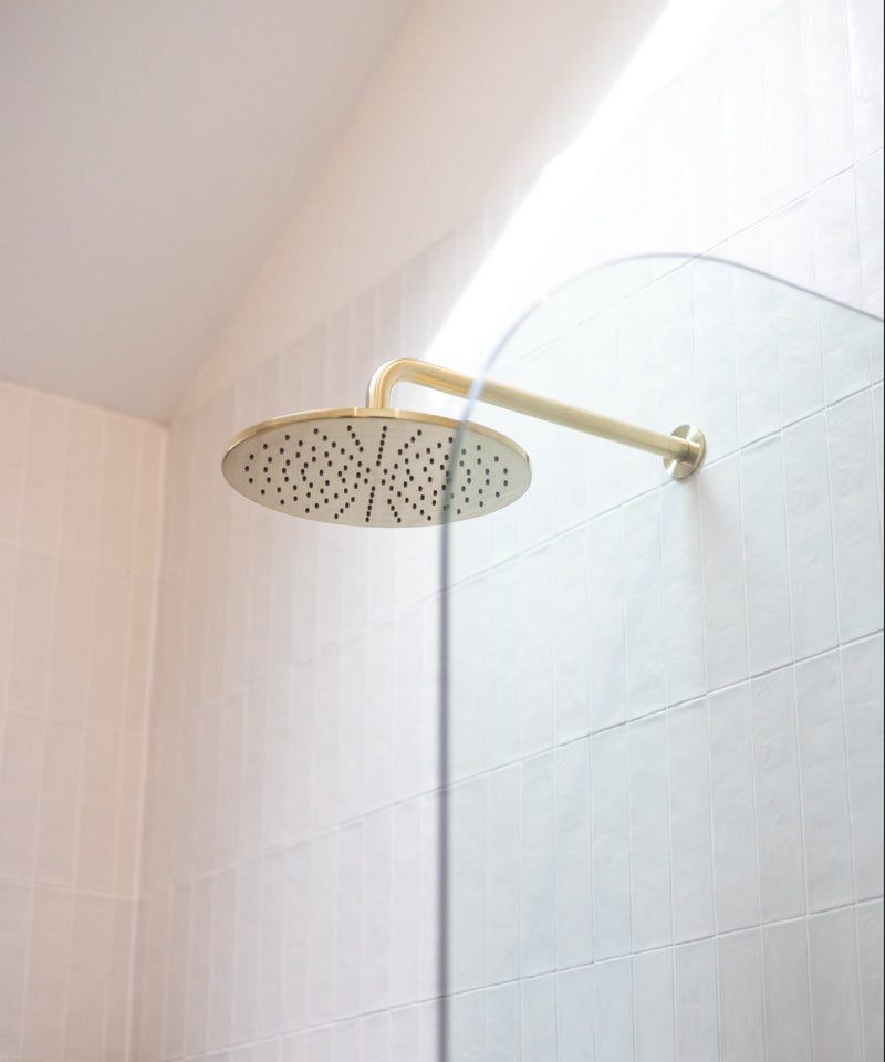 Round Wall Shower Curved Arm 400mm - PVD Tiger Bronze