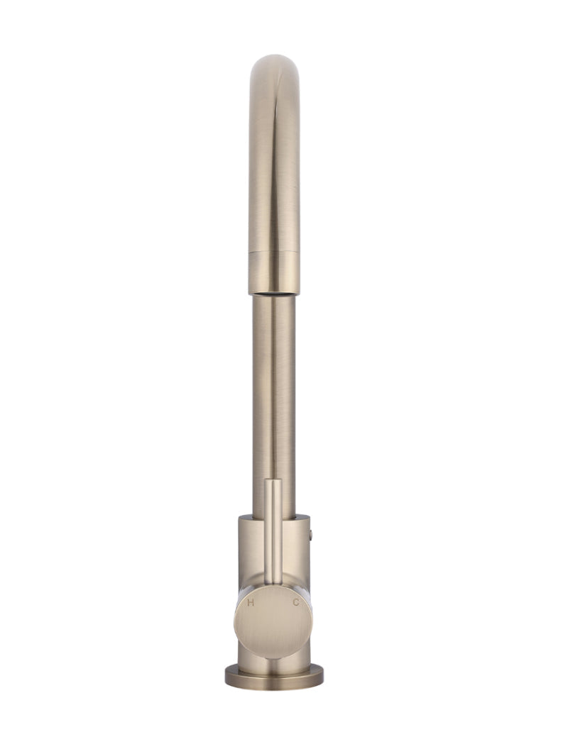 Meir Round Gooseneck Kitchen Mixer Tap - Champagne
