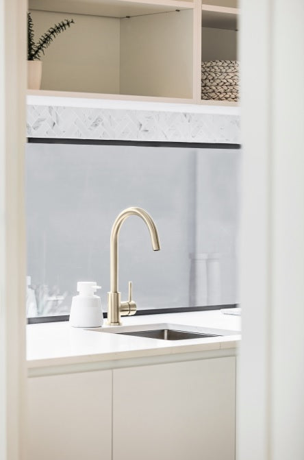 Meir Round Gooseneck Kitchen Mixer Tap - PVD Brushed Nickel
