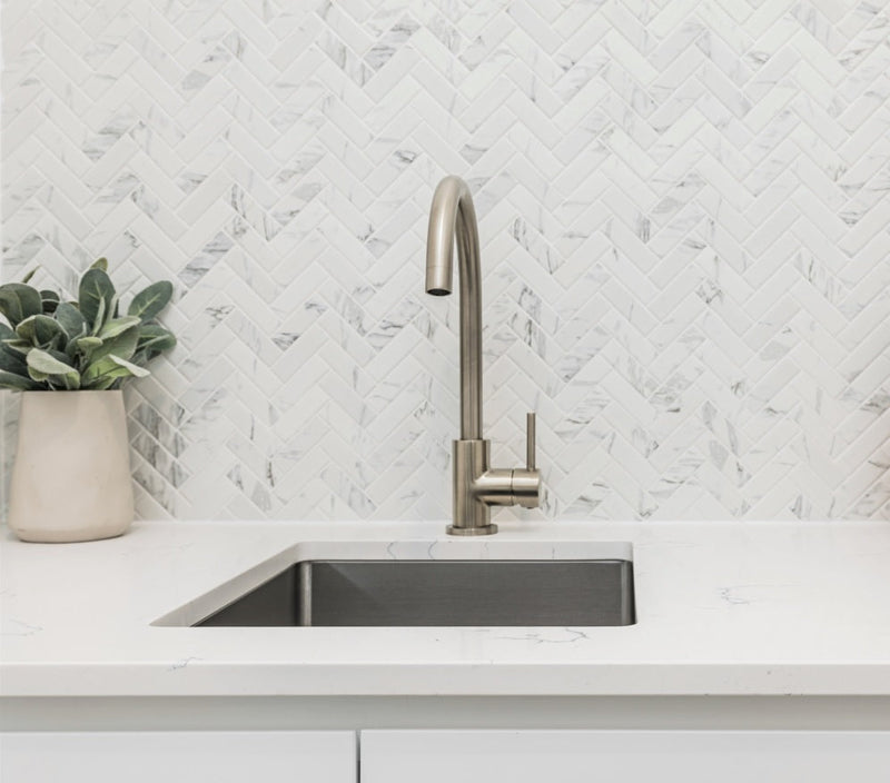 Meir Round Gooseneck Kitchen Mixer Tap - PVD Brushed Nickel