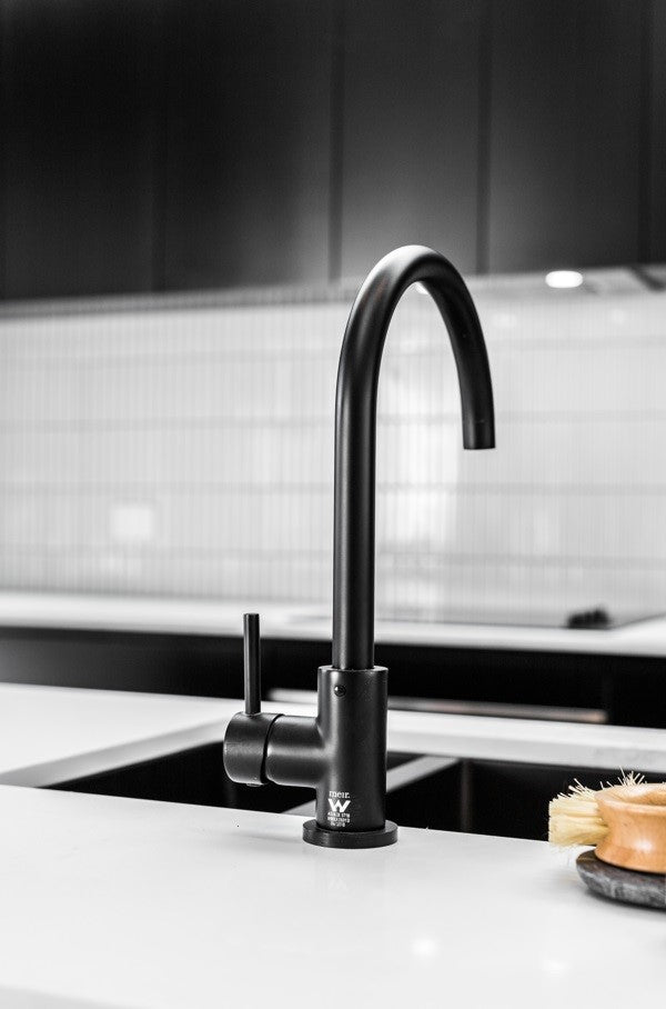 Meir Round Gooseneck Kitchen Mixer Tap - Matte Black