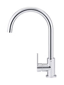 Meir Round Gooseneck Kitchen Mixer Tap with Paddle Handle - Polished Chrome