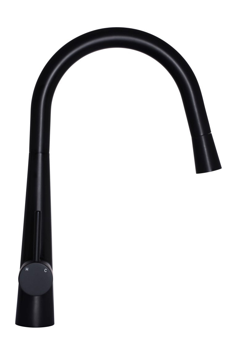 Meir Round Pull Out Kitchen Mixer Tap - Matte Black