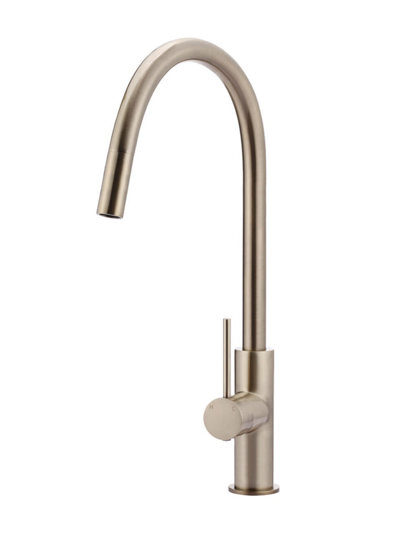 Meir Round Piccola Pull Out Kitchen Mixer Tap - Champagne