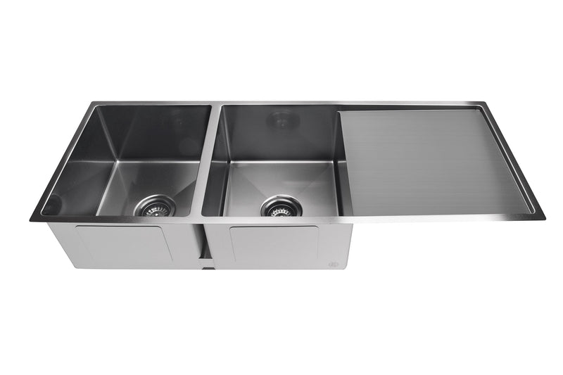 Meir Lavello Kitchen Sink - Double Bowl & Drainboard 1160 x 440 - Gunmetal Black