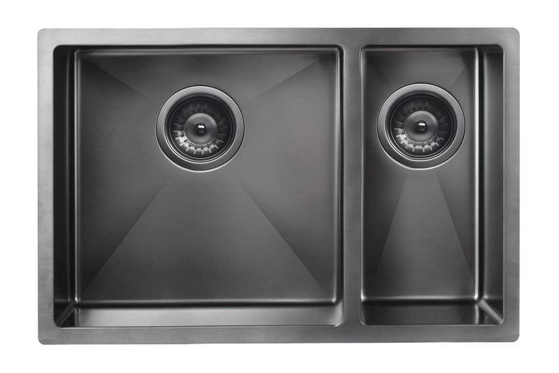 Meir Lavello Kitchen Sink - One and Half Bowl 670 x 440 - Gunmetal Black