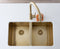 Meir Lavello Kitchen Sink - Double Bowl 760 x 440 - Brushed Bronze Gold