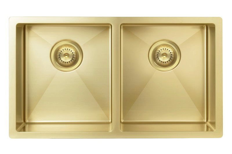 Meir Lavello Kitchen Sink - Double Bowl 760 x 440 - Brushed Bronze Gold