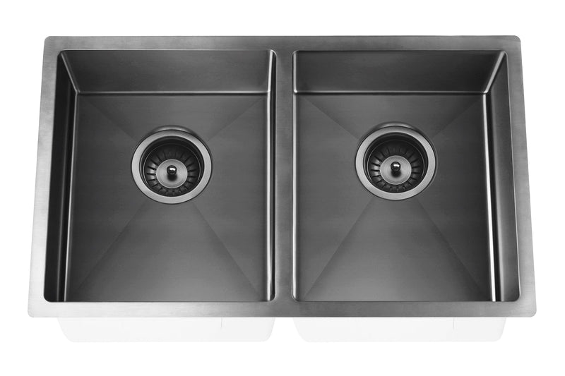 Meir Lavello Kitchen Sink - Double Bowl 760 x 440 - Gunmetal Black