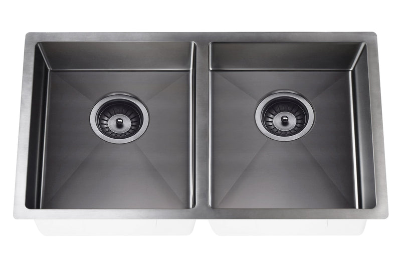 Meir Lavello Kitchen Sink - Double Bowl 860 x 440 -  Gunmetal Black