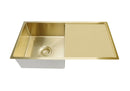 Meir Lavello Kitchen Sink - Single Bowl & Drainboard 840 x 440 - Brushed Bronze Gold