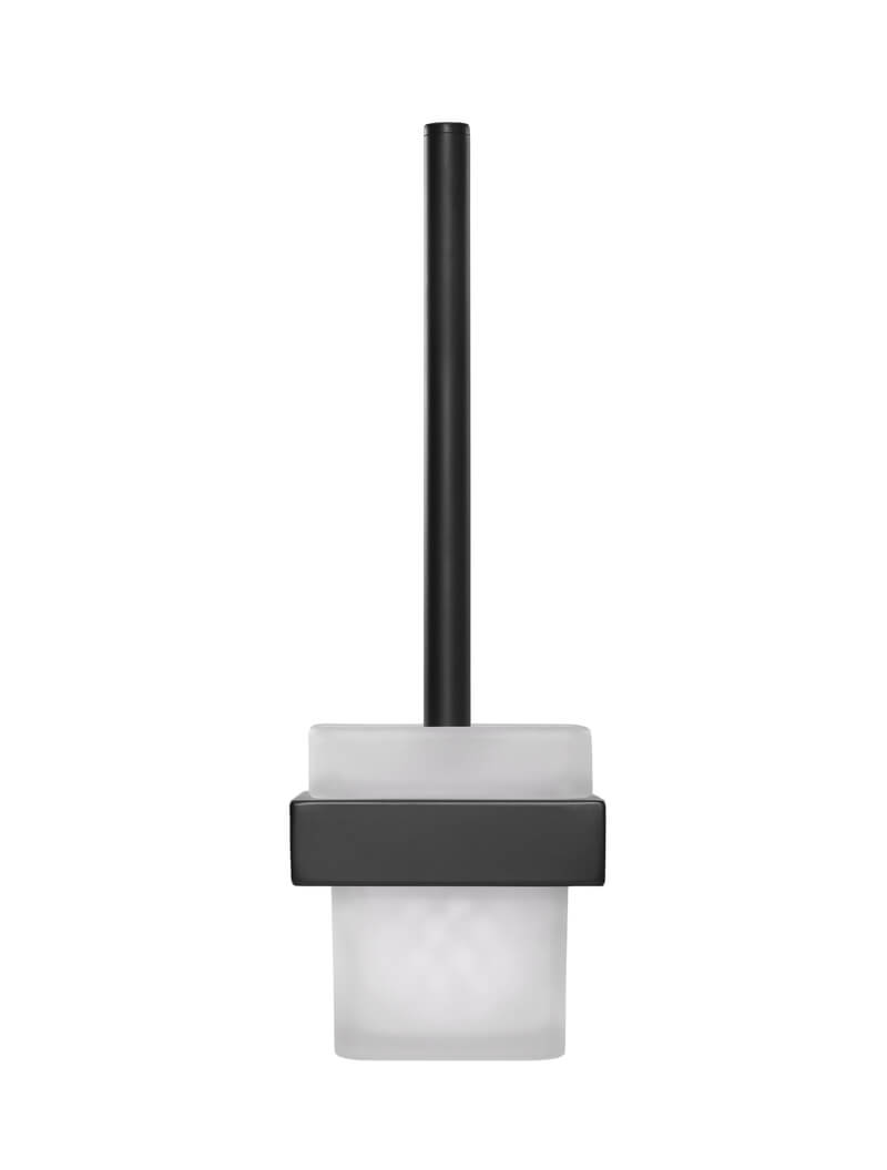 Square Toilet Brush & Holder - Matte Black