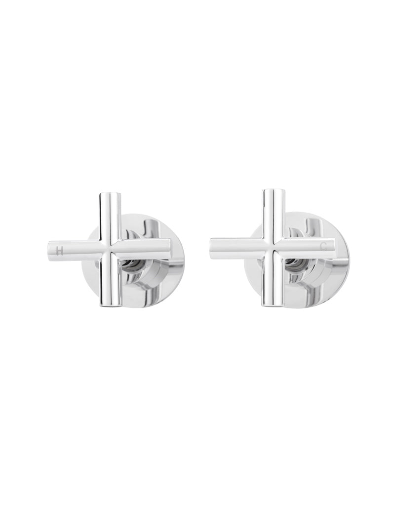 Round Cross Handle Jumper Valve Wall Top Assemblies - Polished Chrome