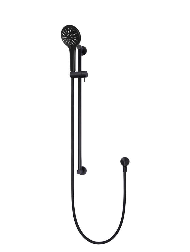 Meir Round Three Function Hand Shower on Rail Column - Matte Black